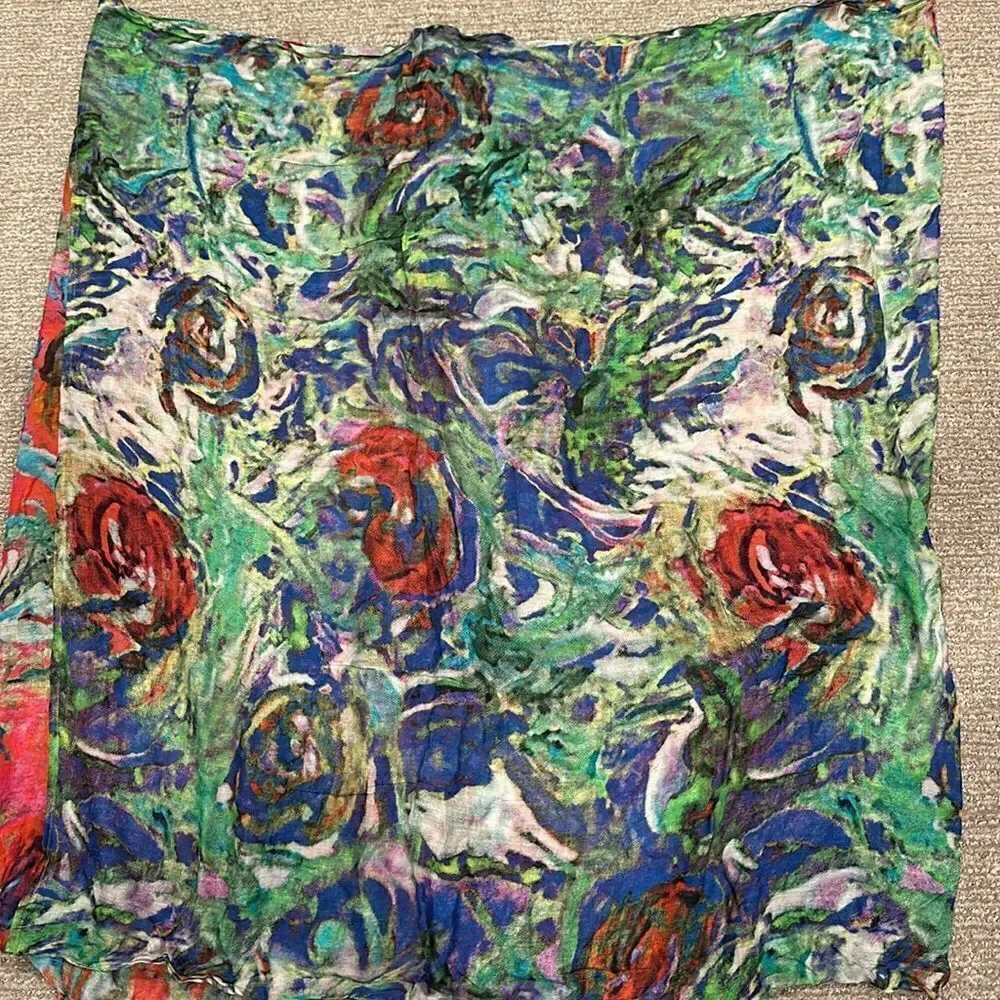 Anthropologie Lulla Collection by Bindya Floral Reversible Scarf shoulder Wrap